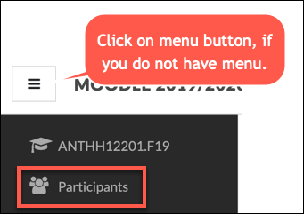 screenshot showing how to find the participant menu