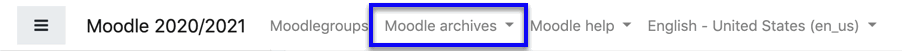 Moodle archives on menu bar