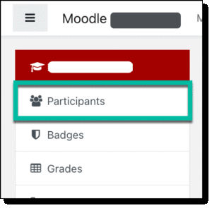 image showing where to find the participant option in the navigation menu