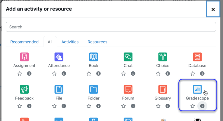 illustration of gradescope in activity chooser