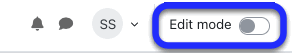 Illustration of Moodle edit toggle in upper right corner of your course.