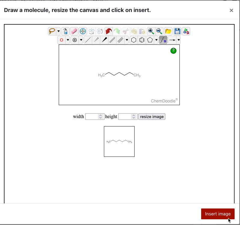 Illustration of the TinyMCE molecule drawing tool in action.