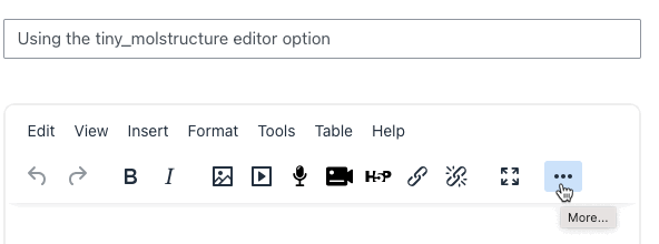 Illustration showing where to find the "more" option on the first row of theTinyMCE editor toolbar.