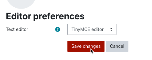 Illustration showing how to confirm your TinyMCE editor preference.